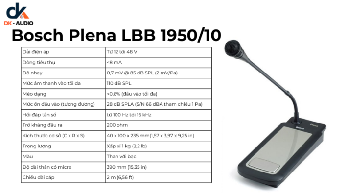 Micro hội thảo Bosch Plena LBB 1950/10