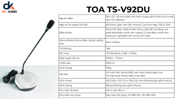 Micro hội nghị TOA TS-V92DU